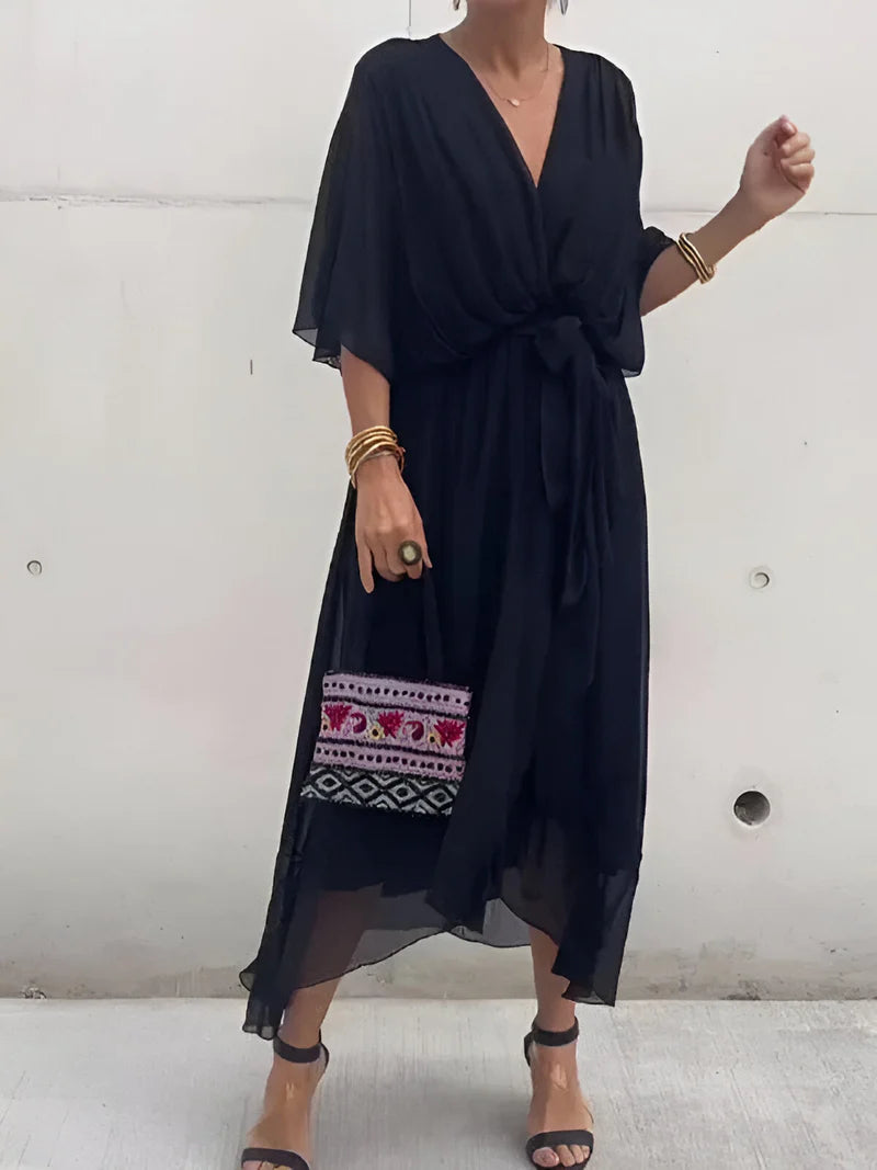 Blair | Chiffon kjole med V-hals