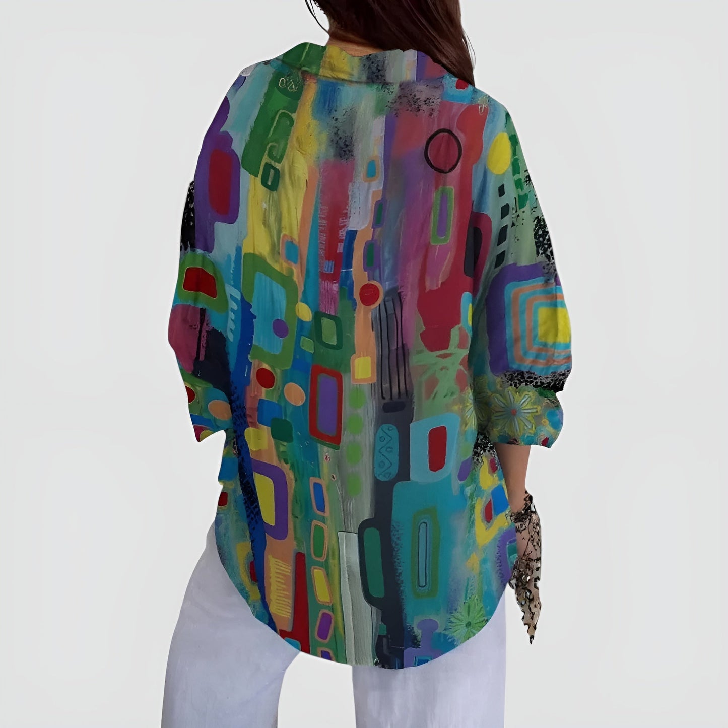 Ida | Bluse med farverigt design