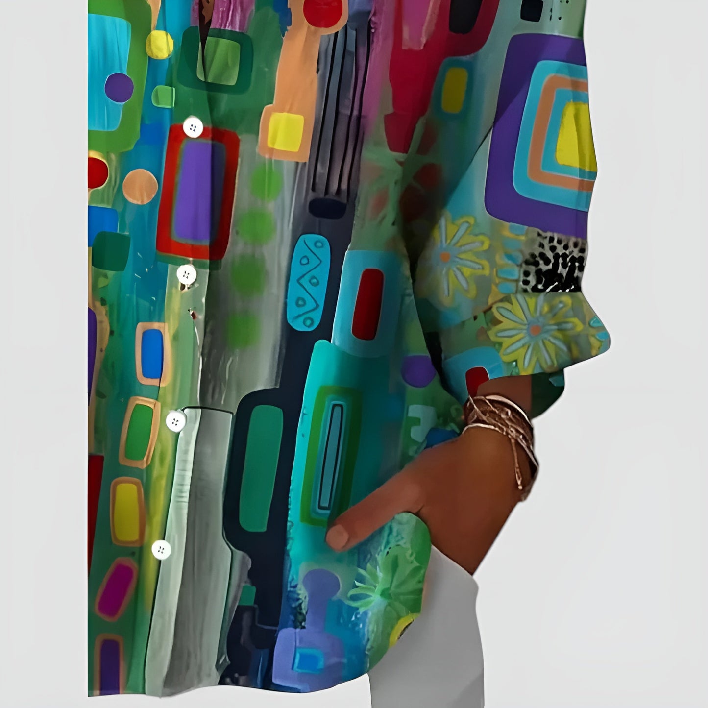 Ida | Bluse med farverigt design