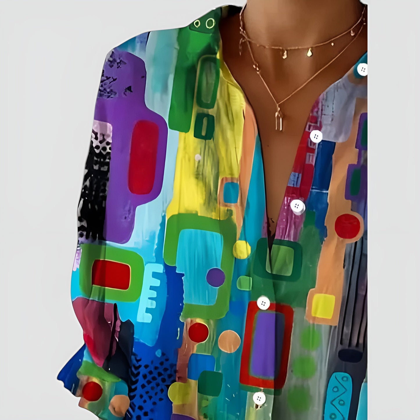 Ida | Bluse med farverigt design