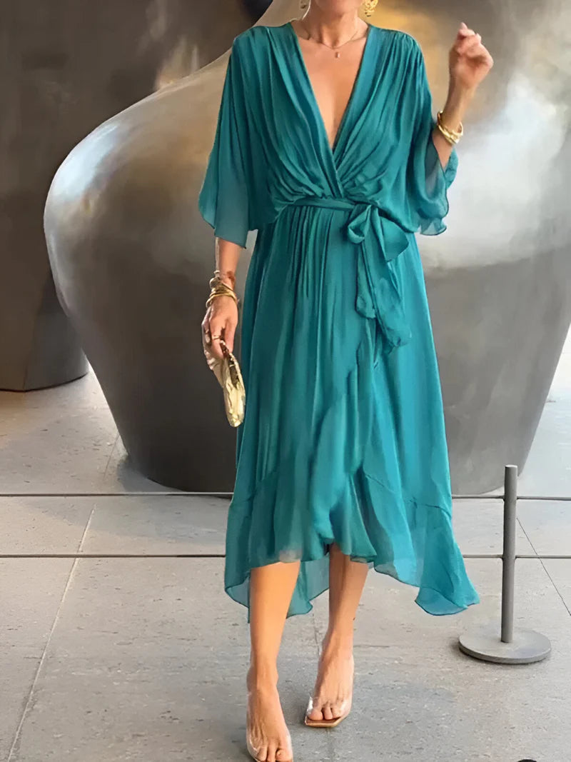 Blair | Chiffon kjole med V-hals