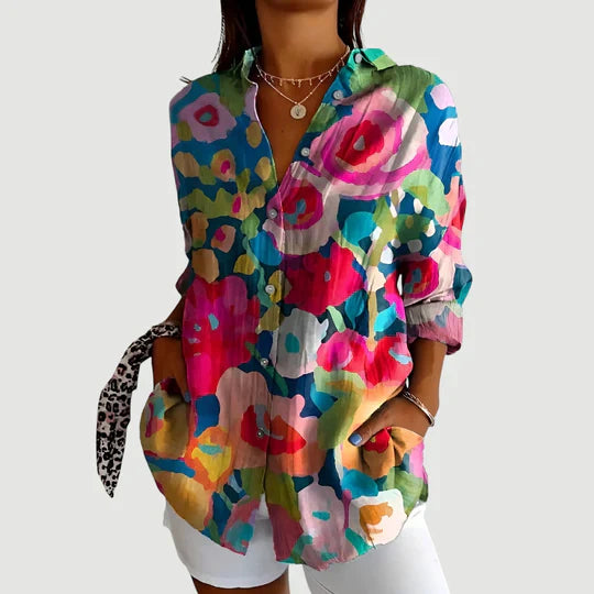 Ida | Bluse med farverigt design