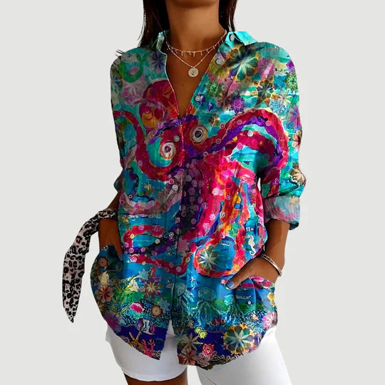Ida | Bluse med farverigt design