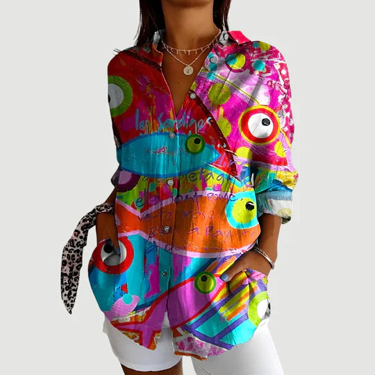 Ida | Bluse med farverigt design
