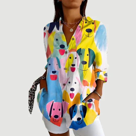 Ida | Bluse med farverigt design