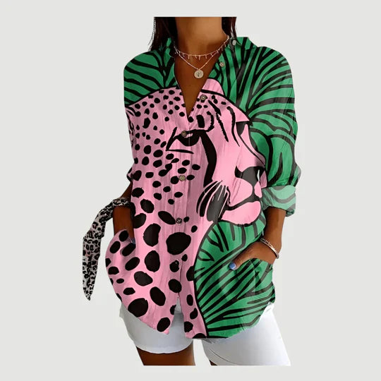 Ida | Bluse med farverigt design