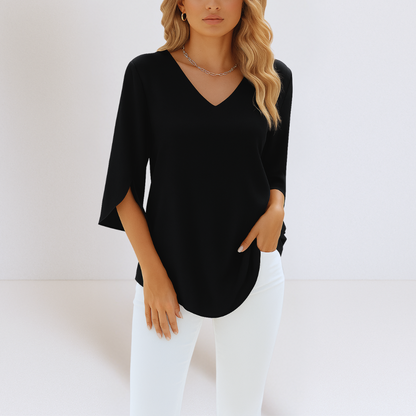 Sophie | Elegant bluse med V-hals og splittede ærmer