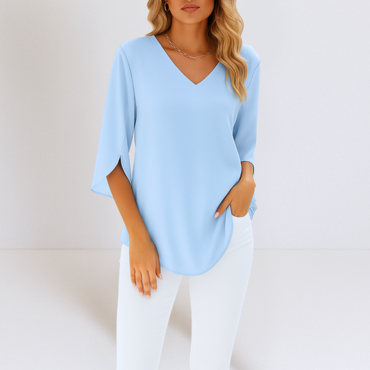 Sophie | Elegant bluse med V-hals og splittede ærmer