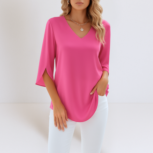 Sophie | Elegant bluse med V-hals og splittede ærmer