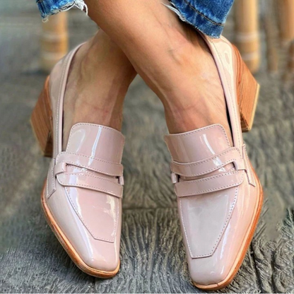 Olga™ - Lyserøde loafers i læder