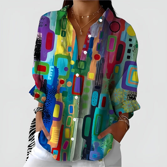 Ida | Bluse med farverigt design