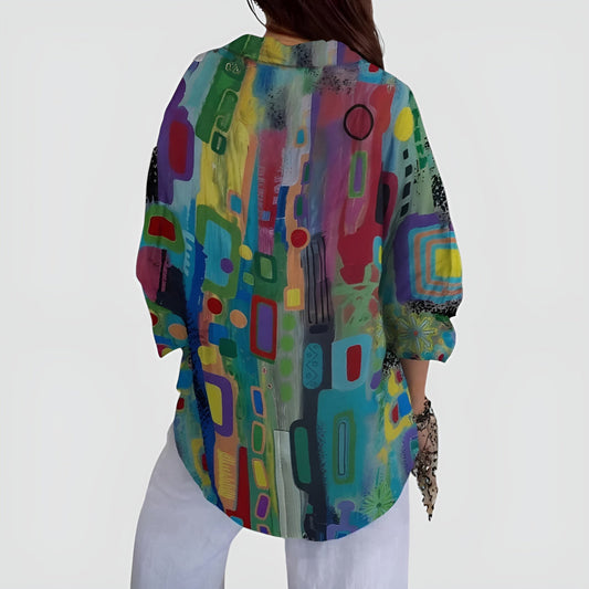 Ida | Bluse med farverigt design