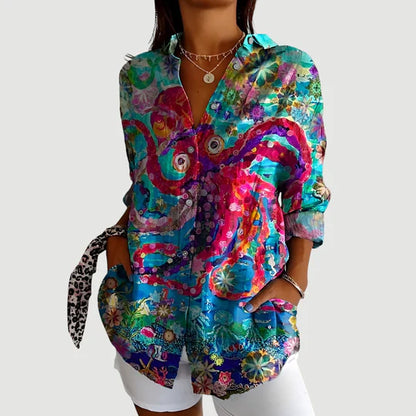 Ida | Bluse med farverigt design